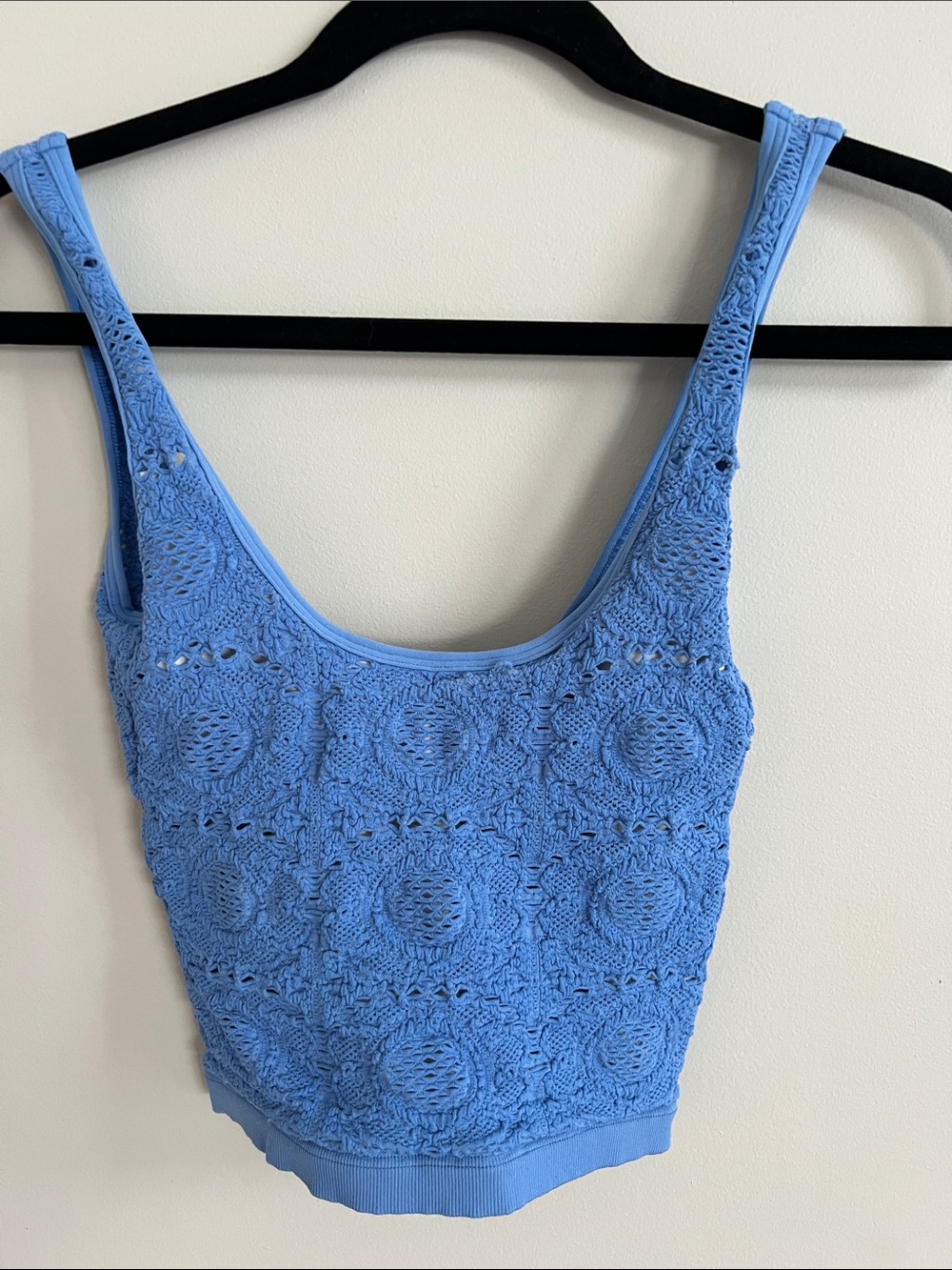 FP Movement Sky Blue Crochet Scoop Neck Tank, Size XS/S